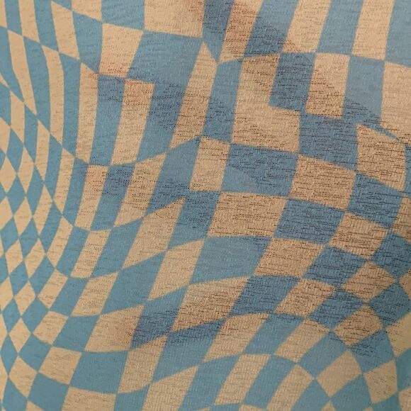 It’s Now Cool S Hippie Sheer Cover Up Pop Dress Lime Wave Cheque Green Checkered - Picture 7 of 7